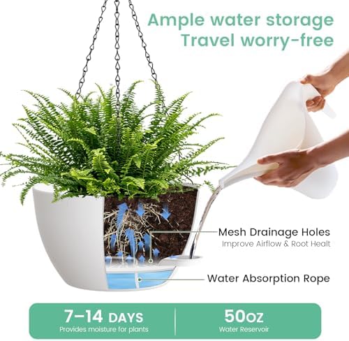 uouz 13 inch 2 pack large self watering, close-up detail