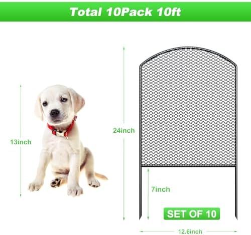 decorative garden fence 10 pack, 24in(h) x 10.8ft(l) shown in use