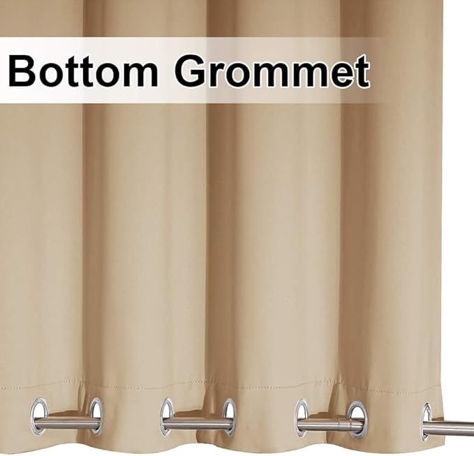 NICETOWN Outdoor Curtain for Patio Waterproof, Rustproof Grommet Top and Bottom Weighted Outdoor Divider Windproof Thermal Insulated Drape for Balcony/Cabana, Biscotti Beige, 1 Panel, W100 x L108