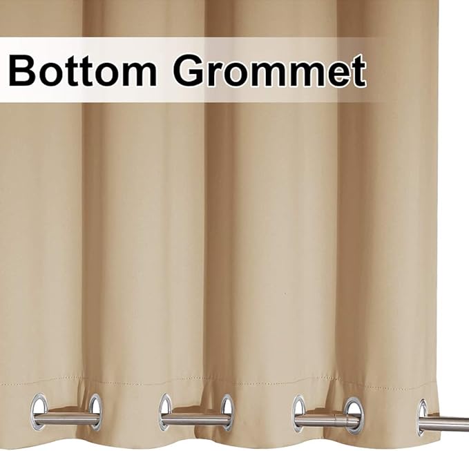 NICETOWN 2 Panels Waterproof Patio Outdoor Curtains & Drapes, Windproof Thermal Insulated Top and Bottom Grommet Keep Sun & Rain Blackout Outdoor Drapes for Porch/Pergola, Biscotti Beige, W84 x L95