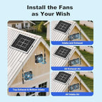 5.5" solar chicken coop fan 2 kit, 20w on a desk or shelf