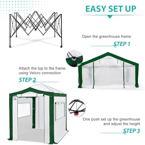 eagle peak 8x6 walk in pop up greenhouse showing dimensions