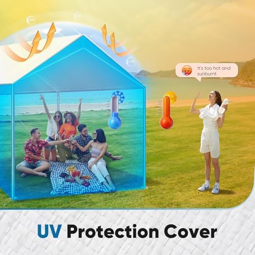 quictent 10x20 ft carport replacement tarp canopy top, close-up detail