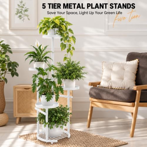 tosking tall 5-tier round metal corner plant stand, view 10