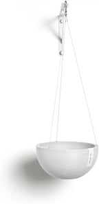 ecopots hanging brussels round planter, pure white, 10.5" shown in use