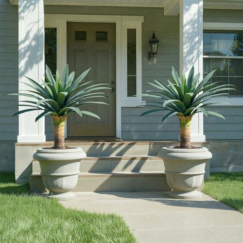 gray leaves artificial agave plant with 36 leaves, close-up detail