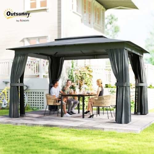 outsunny 10' x 12' outdoor patio gazebo with shown in use