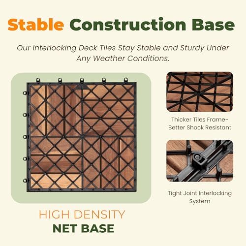 jurax interlocking wood deck tiles, 10pcs patio flooring, close-up detail