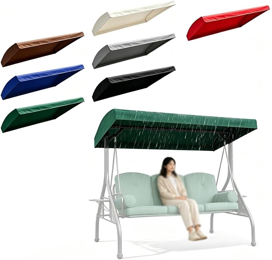 Patio Swing Chair Replacement Canopy Universal Porch Swing Canopy Replacement Cover, Waterproof Garden Swing Canopy for Yard Balcony Poolside(Green,64x45x8in(164x114x20cm))