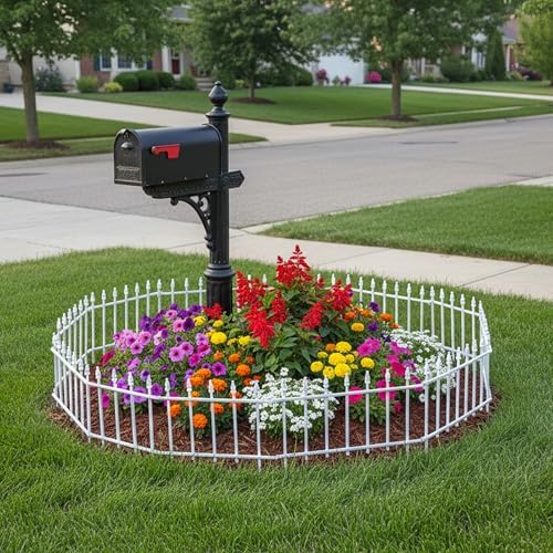 sunnydaze decorative garden fence border, 22" w x on a desk or shelf