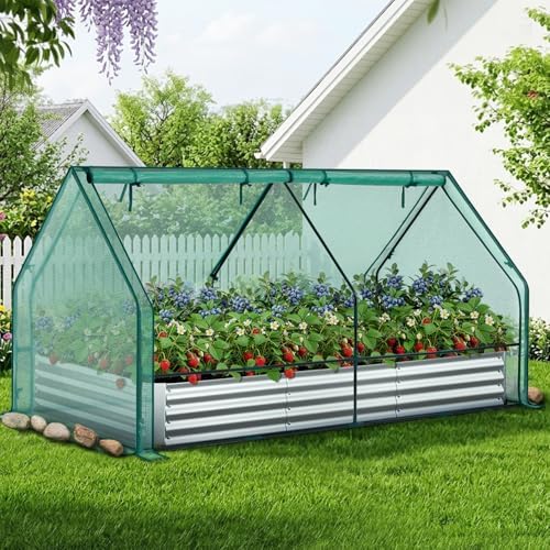 ohuhu 8x4x1 ft raised garden bed outdoor with shown in use
