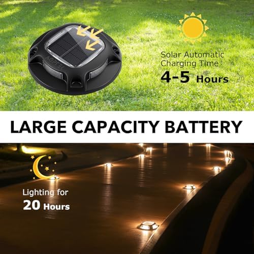 agptek solar driveway lights outdoor 12 pack, 2, close-up detail