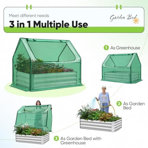 quictent raised garden bed with cover galvanized planter, close-up detail