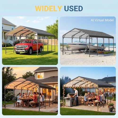wisteria lane 12 x 20 ft metal carport, front angle view