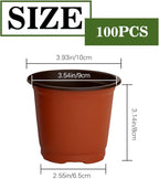 Nursery Pots 100 PCS 4 Inch Plant Pots with 100 Labels, Planting Pot for Plants Indoor Outdoor, Plastic Flower Pot for Seedlings Transplanting Small Plants Growing