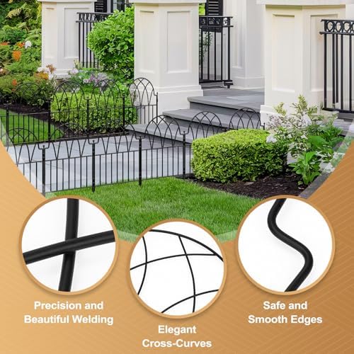 decorative garden fence panels - 20.07 ft black showing dimensions