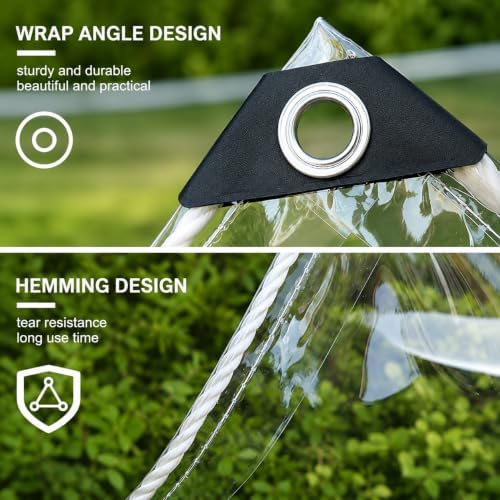 clear tarp 6x16ft, clear tarps with grommets, 14 shown in use
