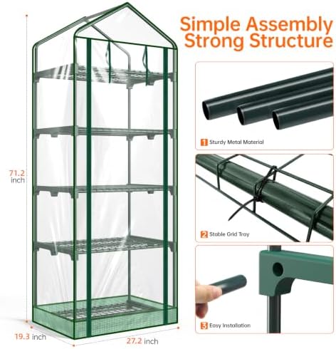 bstrip greenhouses for outdoors with base mat, pvc, front angle view