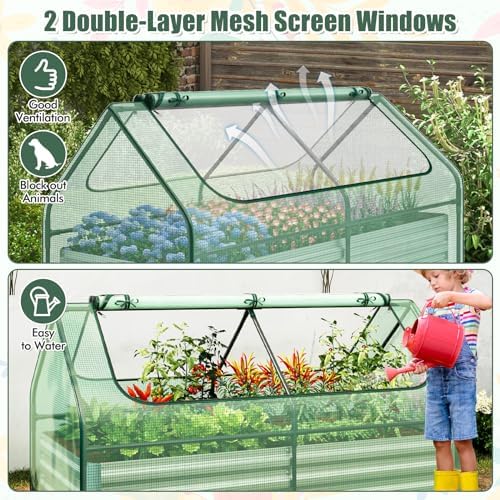 giantex galvanized steel raised garden bed with mini, view 9