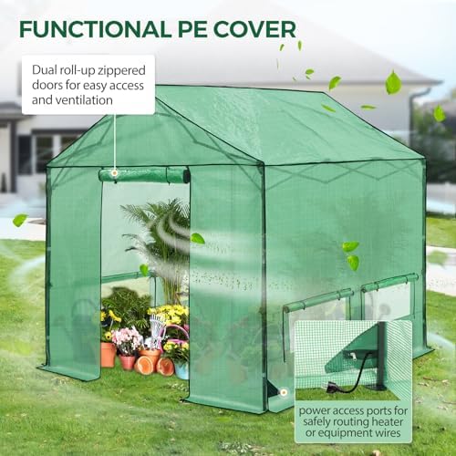 10x10 pop up greenhouse,portable green house kit, green showing dimensions