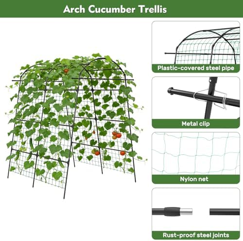 agtek 87" h×65" w metal garden arch trellis, side view