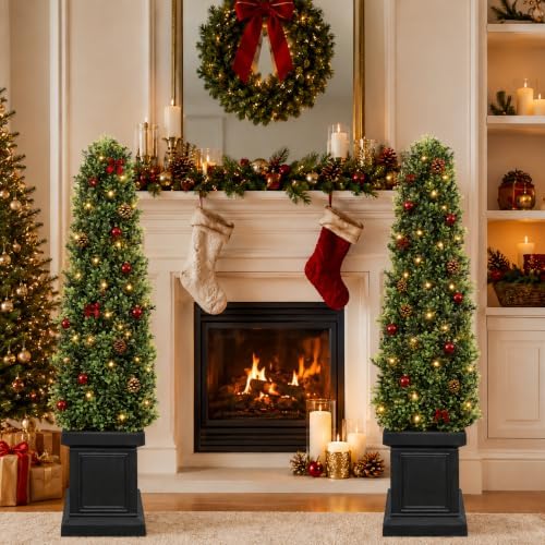 3.5ft topiary trees artificial outdoor set of 2, view 9