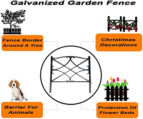 ashmanonline galvanized garden fence 24in x 10ft, black, close-up detail