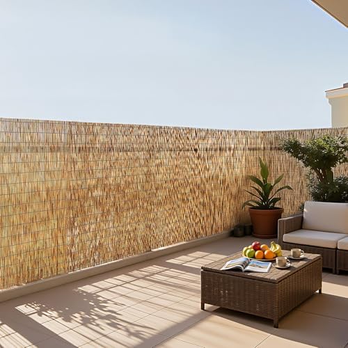 vevor natural reed fencing, 4 ft x 16.4, front angle view