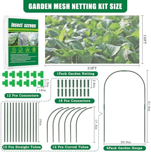 33 ft garden mesh netting kit pest barrier shown in use