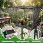 garden cover,98"x49"x49" crop cage for garden with zipper,garden showing dimensions