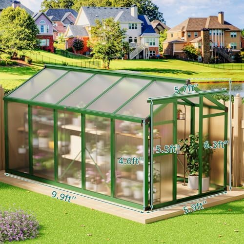 garvee 6x10 ft greenhouse - large aluminum greenhouses, close-up detail