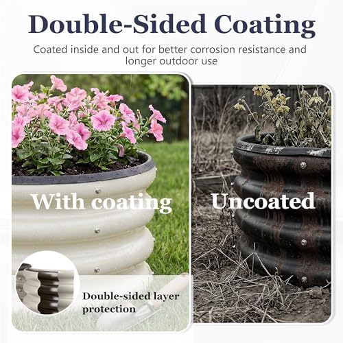 round galvanized raised garden bed kit, 3 pcs, close-up detail