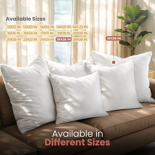 utopia bedding 26x26 pillow inserts, white throw pillows, package contents