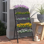 costway vertical raised garden bed, 5 tier planter shown in use