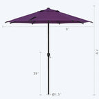 Abba Patio 9FT Lyon Outdoor Patio Umbrella Outdoor Table Umbrella with Crank Market Umbrella 8 Sturdy Ribs UV Protection Waterproof and Push Button Tilt for Garden Deck Backyard,Purple