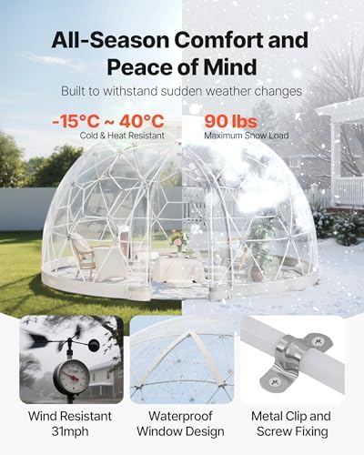 vevor garden dome tent 9.5 x 5.7 ft, side view