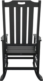 Oversized Rocking Chair, Outdoor Rocking Chair for Adults, All Weather Resistant Porch Rocker for Lawn Garden, Black