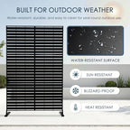 kozyard metal privacy screen 74" h x 47.2" showing dimensions