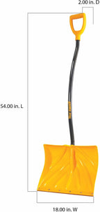 true temper 1603400 poly snow shovel/pusher with ergonomic, side view