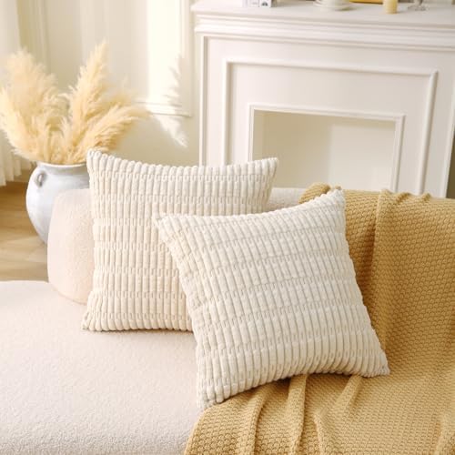 corduroy decorative throw pillow with inserts, 18x18 inch, front angle view