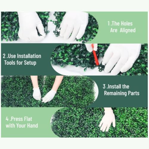 20''x20'' 24 pieces artificial hedge boxwood panels uv showing dimensions