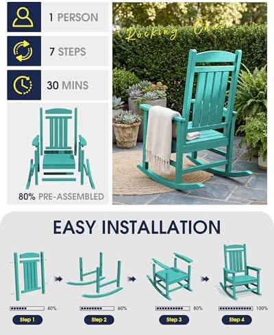 kingyes oversized outdoor rocking chair for adults, porch on a desk or shelf