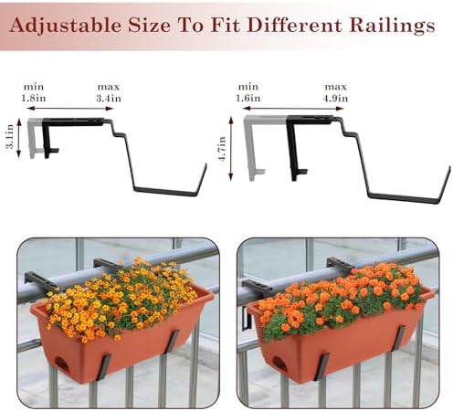 oyeal hanging flower pots for railing fence outdoor showing dimensions