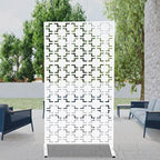 74.8" metal privacy screen outdoor freestanding with stand shown in use