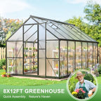 polar aurora 8x12 ft outdoor walk-in polycarbonate greenhouse, package contents