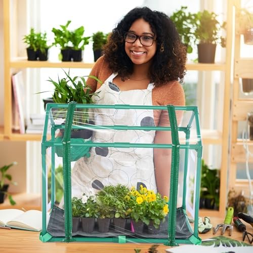 mini greenhouse with potting mat for indoor plant, package contents