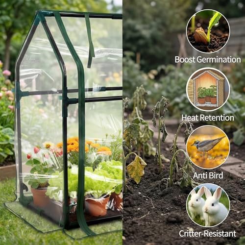 proworx mini greenhouse 36"×18"×33" small greenhouse seed starting, side view