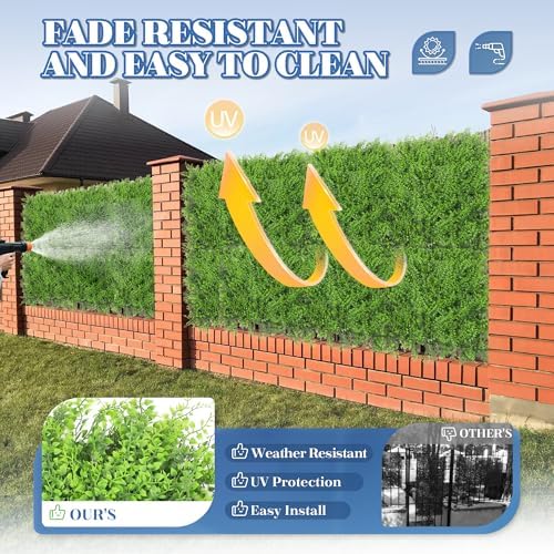 ecoopts 20" x 20" artificial ivy fence greenery, close-up detail