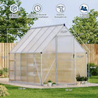 6'x9' aluminum-framed polycarbonate greenhouse, heavy duty polycarbonate greenhouse shown in use