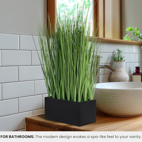 torre & tagus 18" artificial onion grass in, front angle view